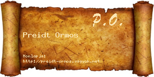 Preidt Ormos névjegykártya